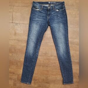 Gap Always Skinny Dark Wash Faded Leopard Print Stretch Denim Women's SZ 2